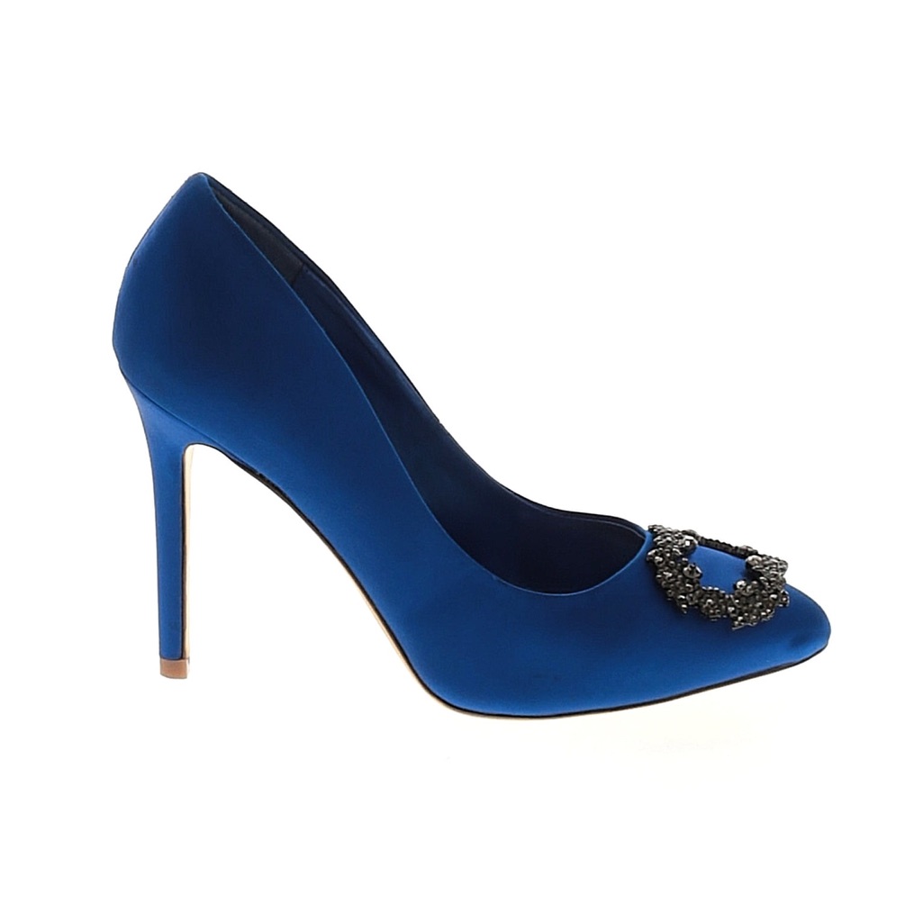 Pre-Owned Cobalt Audrey Brooke Bella Satin Pumps